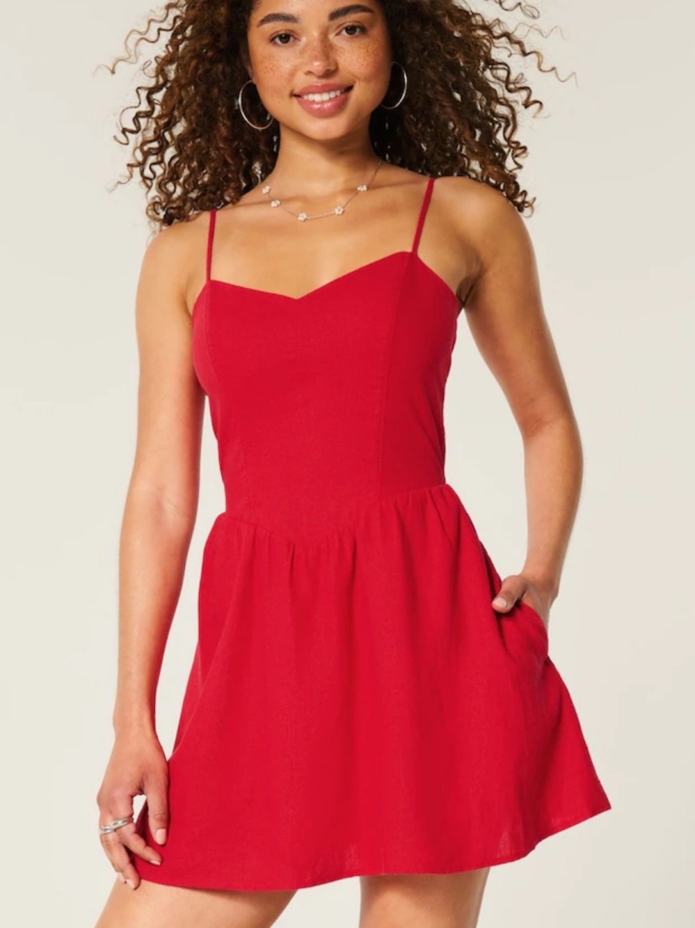 Hollister Red Strappy Bare Back Short Mini Dress  -XSP / NWT